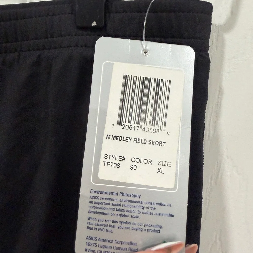 ASICS Medley Field Shorts Mens XL Black Compression Athletic TF708 New With Tags